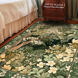 Fairy Inspired Bedroom Cozy Cottagecore Room Decor Ethereal Nature Aesthetic Sage Green Indie Accent Rug | Soft Aesthetics Folklore Area Rug