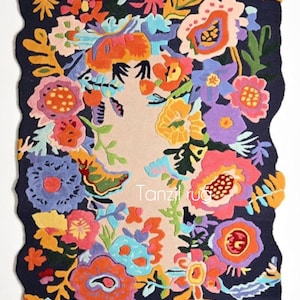Hand Tufted Floral Rug 100% Woolen area rug Handmade Colorful Area Rugs Carpets For 8x10 9x12 10x14 Bedroom Aesthetics living room