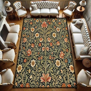 Willliam Morris area rug , floral, flowers, Arts and Crafts, Botanical Morris Rug, Whimsical Room Decor William Morris Inspired Rug